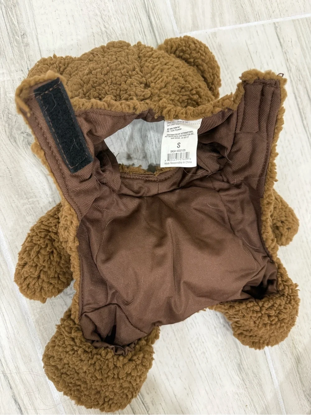 Brown Teddy Bear Sherpa DogCostume Hoodie